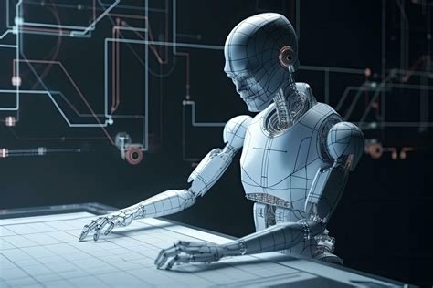 3d Rendering Of A Female Robot Sitting On A Tablet Computer Futuristic