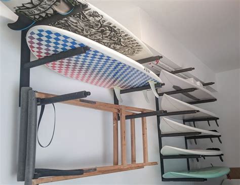 Surfboard Wall Rack | Black Metal | Surfboard wall rack, Surfboard wall ...