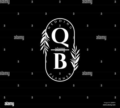 Qb Initials Letter Wedding Monogram Logos Collection Hand Drawn Modern