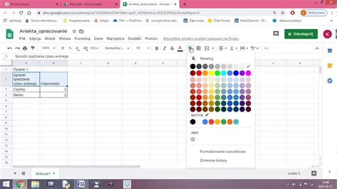 Tworzenie Tabeli I Wykres W W Arkuszach Google Youtube
