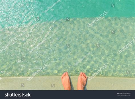 Mans Naked Foot Standing On Edge Stock Photo 535058470 Shutterstock