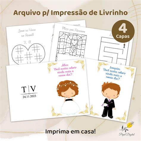 Livrinho De Atividades Casamento Arquivo Digital 4 Capas