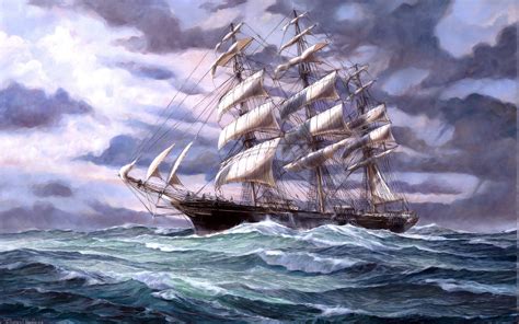 Painting Of Ships At Sea At PaintingValley Explore Collection Of