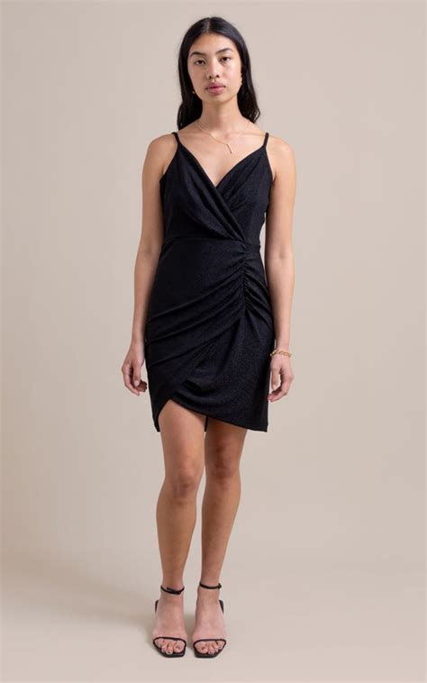 Glitter Knit Ruched Wrap Dress Pagani