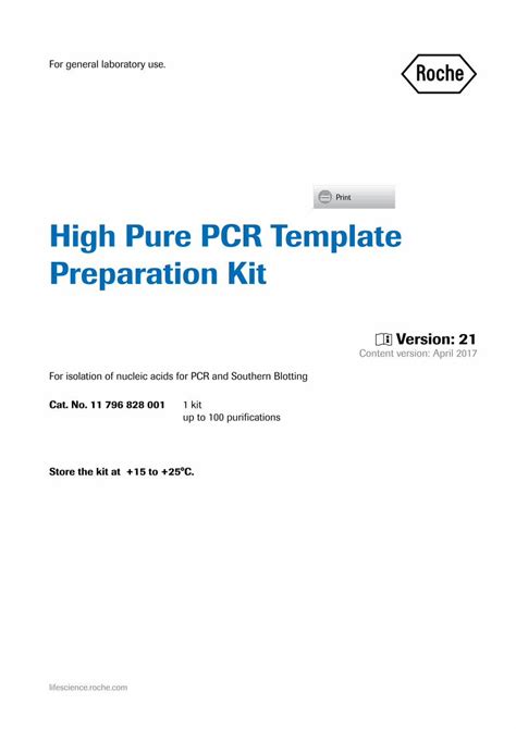 Pdf High Pure Pcr Template Preparation Kit Netdocs Roche Ddm