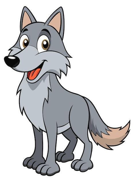 A cartoon drawing of a gray wolf with a long tail | Premium AI ...