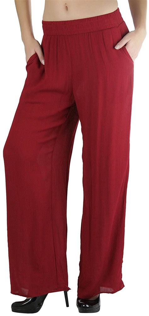 Tobeinstyle Womens Gauze Palazzo Crinkle Pants