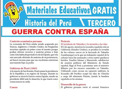 Guerra contra España para Tercer Grado de Secundaria GRATIS