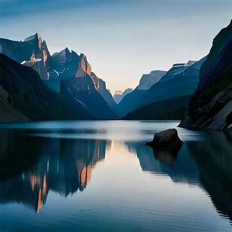 Premium Ai Image A Mountain Lake With A Blue Sky And Clouds Reflected