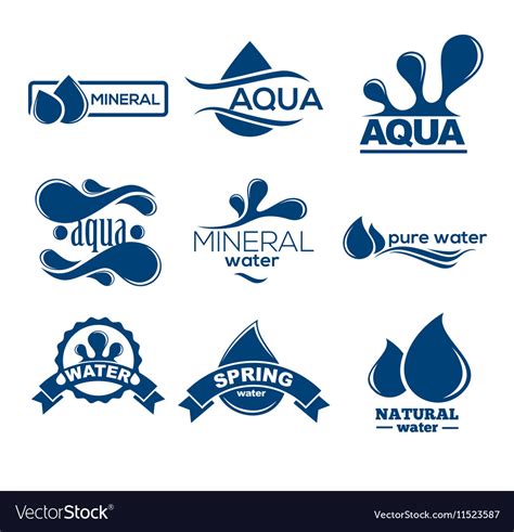 Blue Logos Set Label For Mineral Water Aqua Vector Image