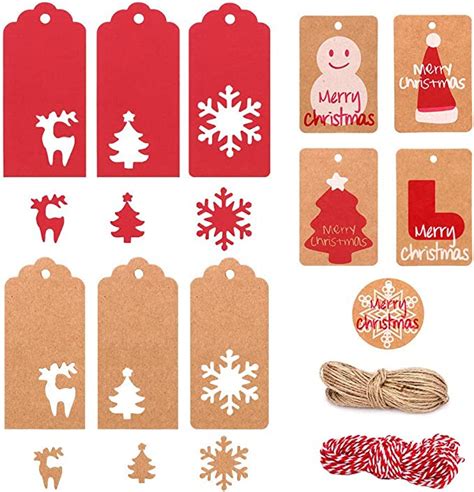 MonQi Etiquetas De Papel Kraft De Navidad 220pcs Lindo Etiquetas De