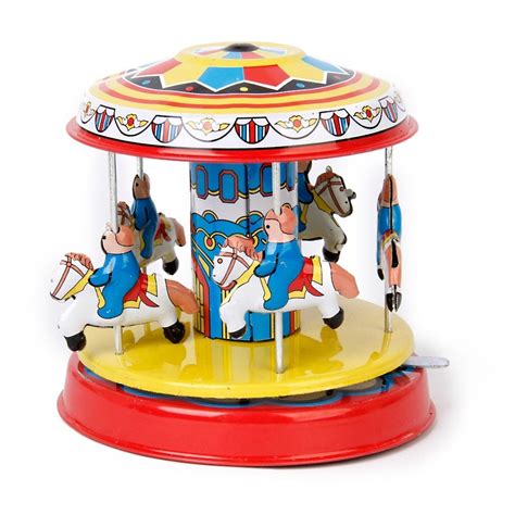 Ms271 Vintage Pony Merry Go Round Carousel Retro Wind Up Tin Etsy