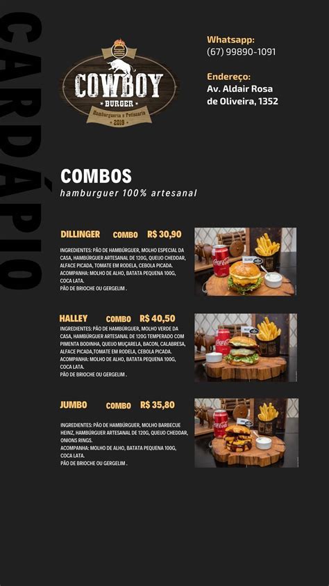 Menu Em Cowboy Burger Hamburgueria Tr S Lagoas Restaurante Tr S Lagoas