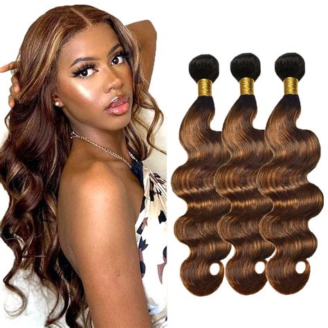 Amazon Highlight Body Wave Bundles Ombre Human Hair Bundle 8A