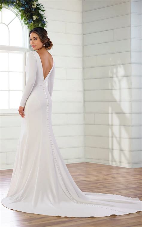 Simple And Sleek Long Sleeved Sheath Wedding Dress Essense Of