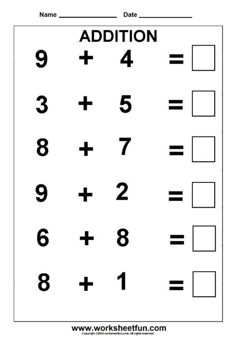 Addition 5 Worksheets Kindergarten Addition Worksheets Free