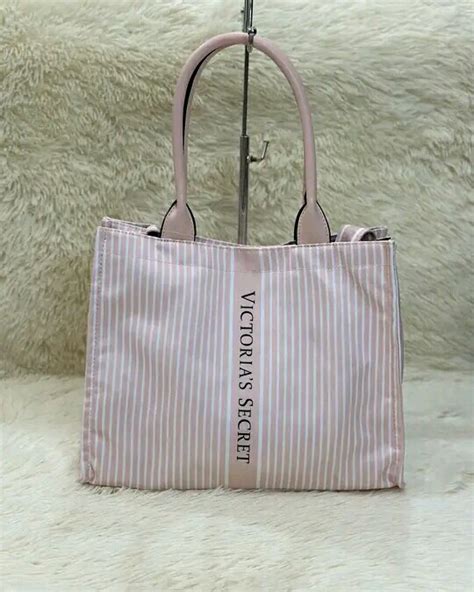 Victoria S Secret Stripe Logo Tote Bag Women S Fashion Bags Wallets