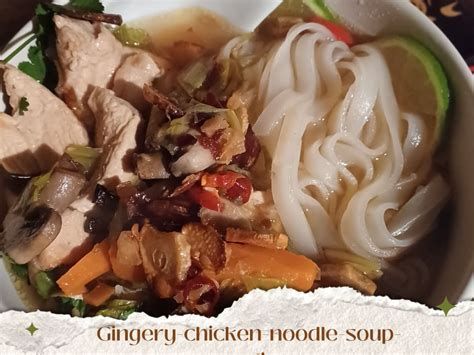 Gingery Chicken Noodle Soup Garlic Une Soupe Au Poulet Et Aux