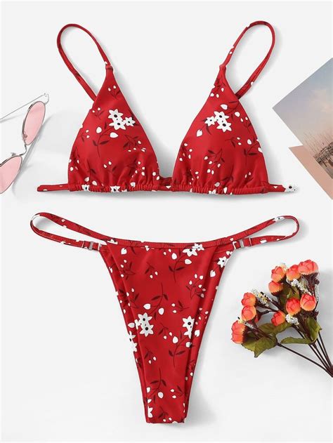 Ditsy Floral Top With High Leg Bikini Set Bikinis High Leg Bikini