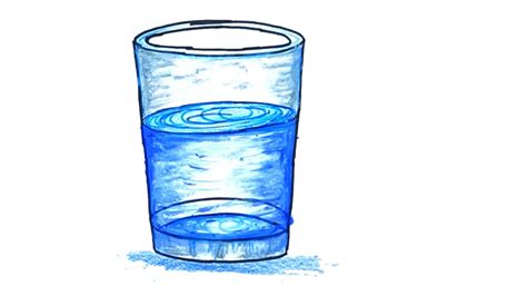 Glass Of Water Drawing Step By Step