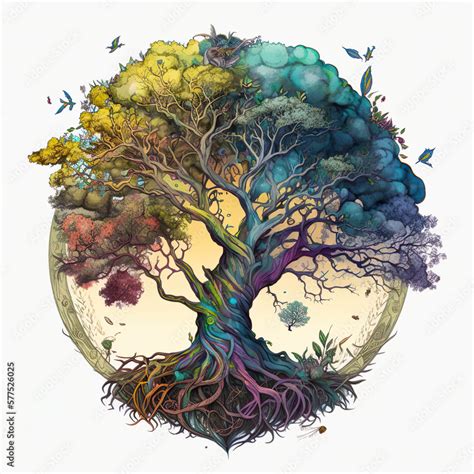 Ai Generated Fantasy Norse Mythology Viking Tree Of Life Art Stock