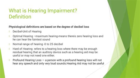 SOLUTION: HEARING IMPAIRMENT - (types ,causes ,treatment, aids ...