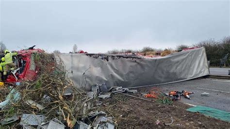 Driver Had Very Lucky Escape From Overturned Lorry As Photos Show