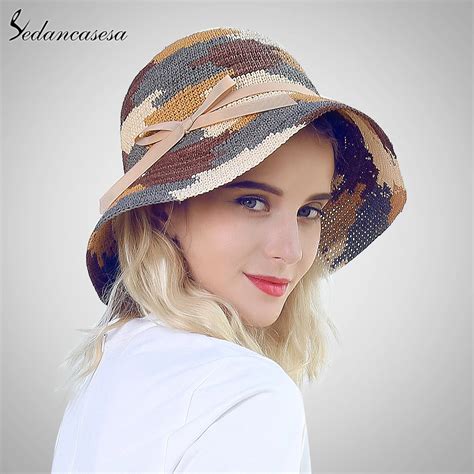 Womens Natural Wide Brim Raffia Straw Hats For Women Handmade Beach