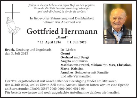 Traueranzeigen Von Gottfried Herrmann Allg Uer Zeitung