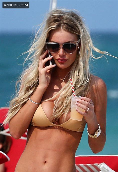 Samantha Rowley Sexy Hits The Beach In Miami Wearing A Tiny Gold Bikini AZNude