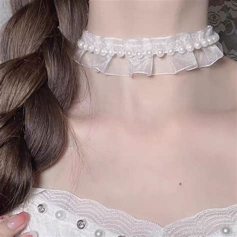 Lace Choker 4 In 2024 Black Lace Choker Black Lace Choker Necklace