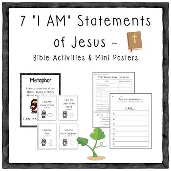 Seven I Am Statements Of Jesus Activities And Mini Posters Tpt