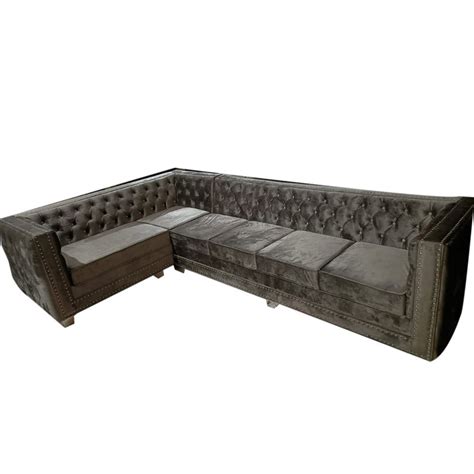 6 Seater Wooden Grey L Shape Sofa Set Without Lounger At Rs 41500