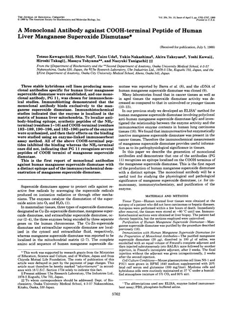 Pdf A Monoclonal Antibody Against Cooh Terminal Peptide Of Human