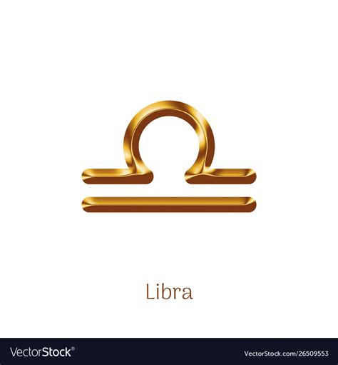 Libra Golden Zodiac Sign Isolated On White Vector Image