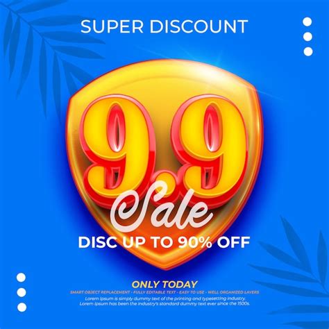 Premium Psd 99 Special Discount Square Banner With Editable 3d Style