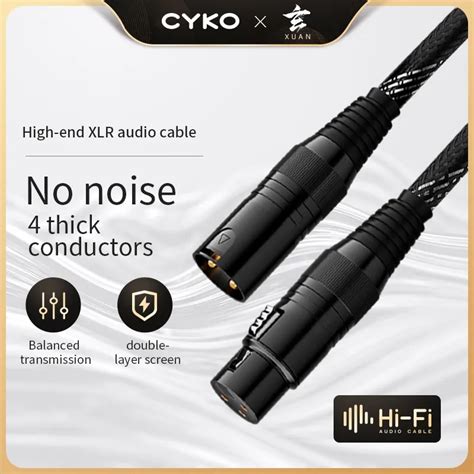 Cyko Xlr Audio Cable Hifi 6n Ofc Stereo Male To Female Gold Plated Plug