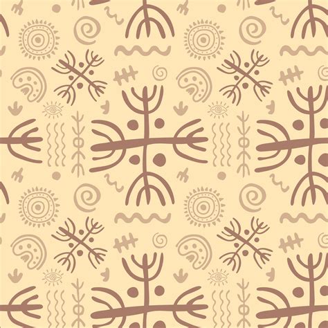 Seamless Pattern Drawings Of Ancient Tribe Primitive Ethnic Ornament