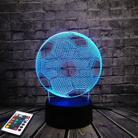 3D светильник с пультом и аккумулятором 3D Lamp Футбольный мяч (LP-2713 ...