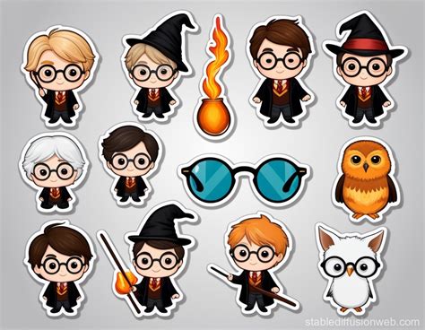 Harry Potter Stickers on White | Stable Diffusion Online