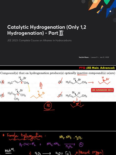 Catalytic Hydrogenation Only 12 Hydrogenation Part I With Anno | PDF