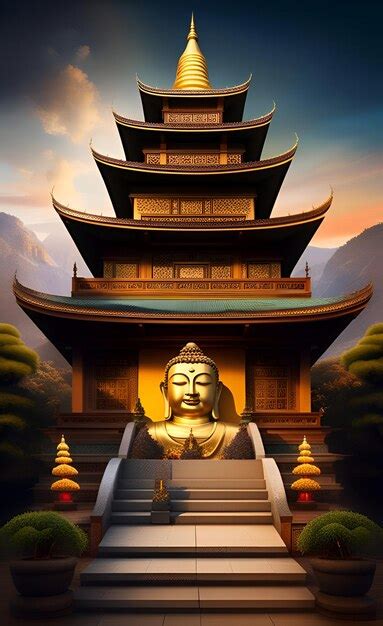 Buddhist temple background | Premium AI-generated image