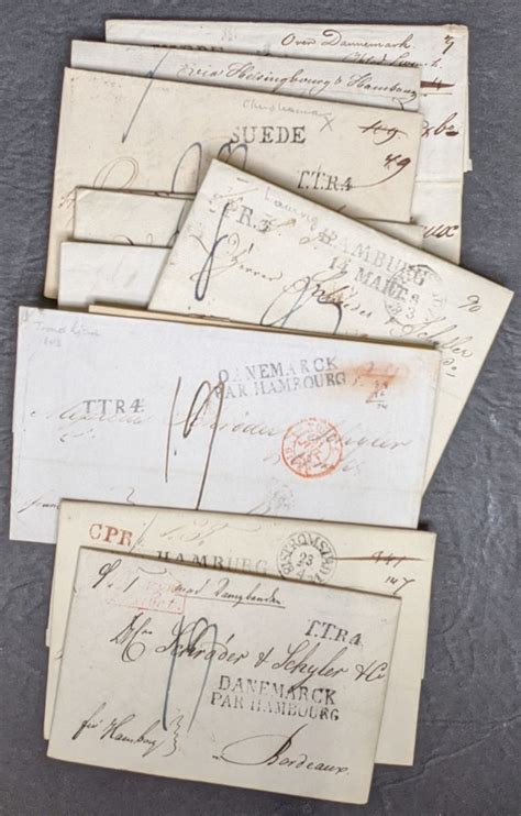 NORWAY Correspondence Of 10 Stampless Covers Mostly 1828 To France