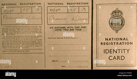 Copy Of A National Registration Identity Card On September 29th 1939