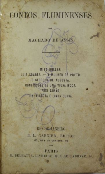 Livro Machado De Assis Contos Fluminenses Primeira Edi