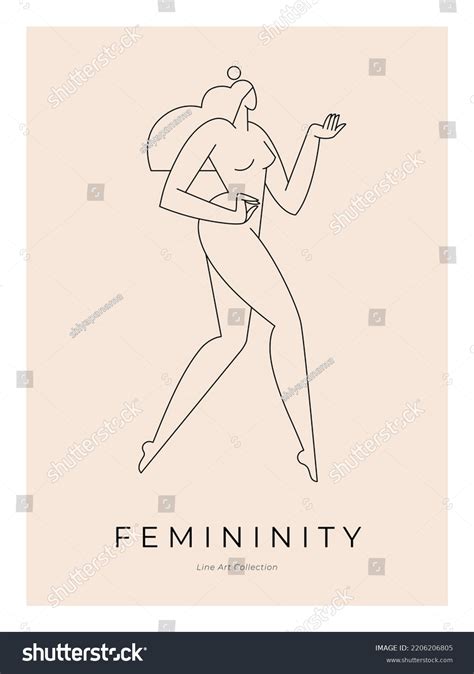 Contemporary Modern Poster Woman Silhouette Nude Stock Vector Royalty Free 2206206805