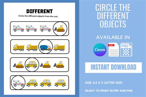 Circle The Different Objects Canva Graphic By Bks Studio Creative