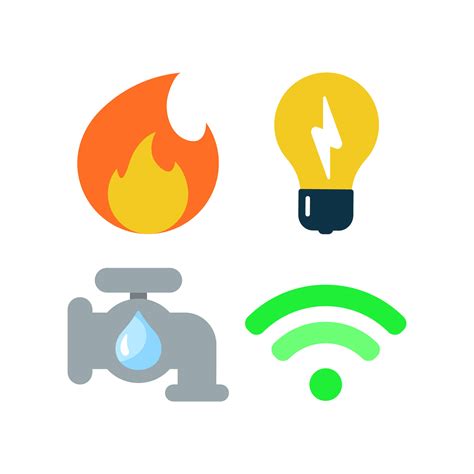 Gas, electricity, water, internet. Utilities Icon set concept illustration flat design vector ...