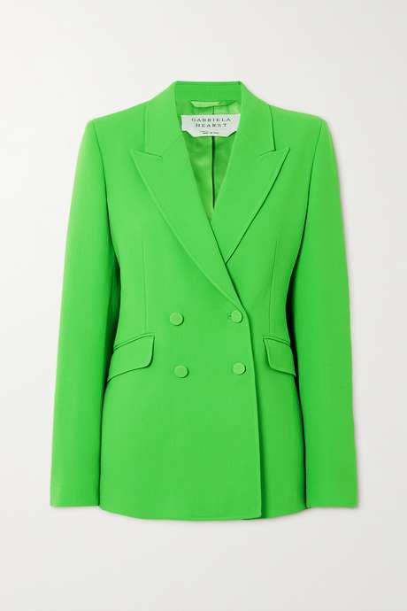 Green Stephanie Double Breasted Wool Crepe Blazer GABRIELA HEARST