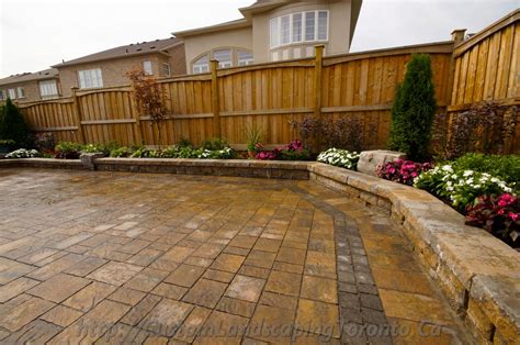 backyard interlocking project with flower beds - Toronto Landscaping ...